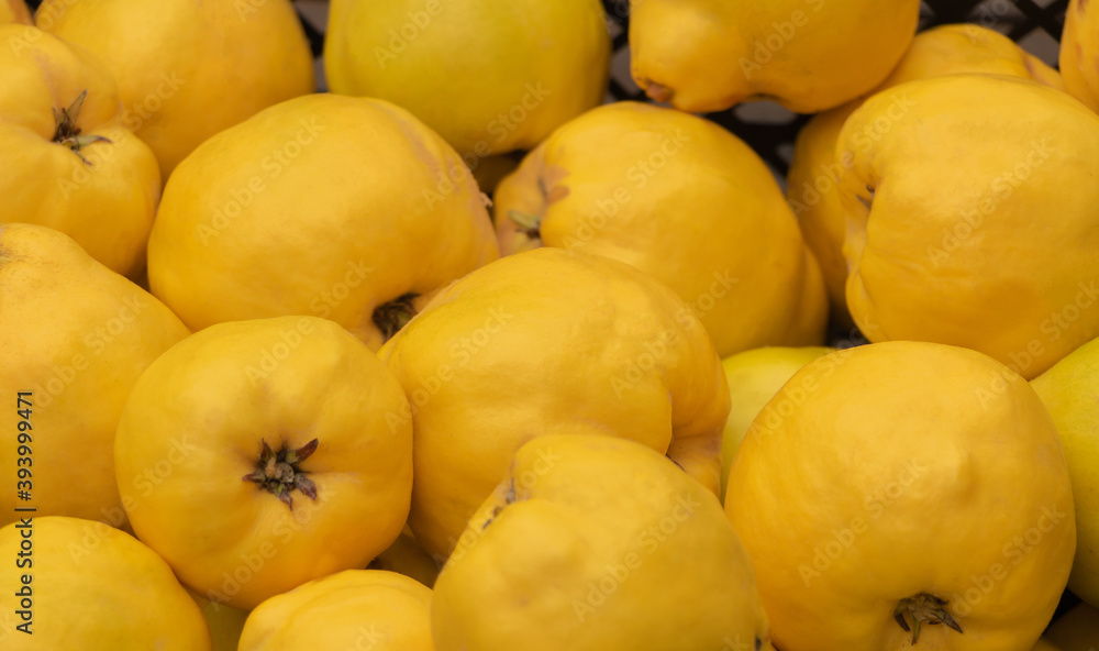 Quince fruit texture background, Benefits of quinces
