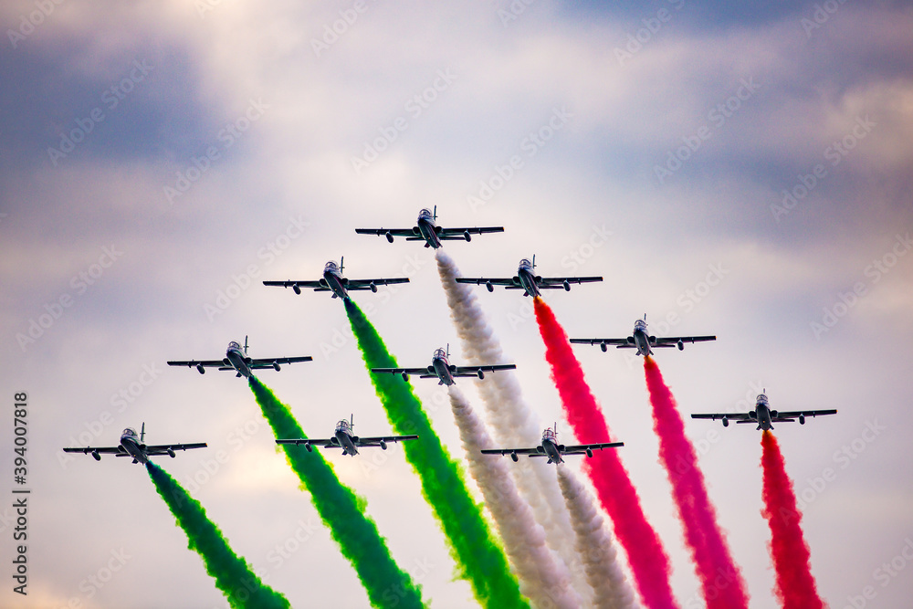 Frecce Tricolori Italian Acrobatic Aircraft Team During Exhibition At ...