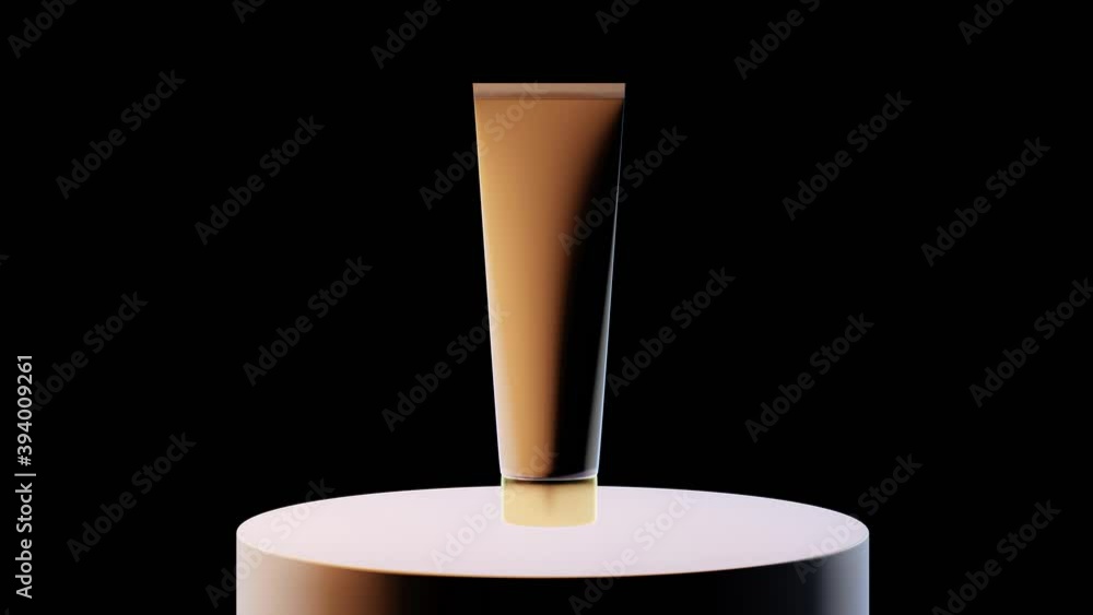 cosmetic jars with a golden element play of light on a pedestal black background, close-up, cosmetic jars with a golden element play of light on a pedestal black background, close-up,