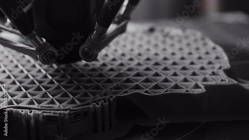 3D printing. Printing a mask on a 3D printer. Printing process.