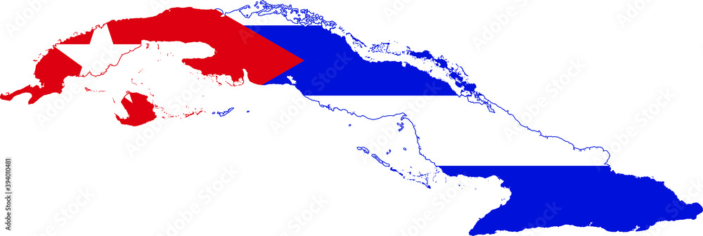 Fotografie Flag of Cuba cropped inside it's map