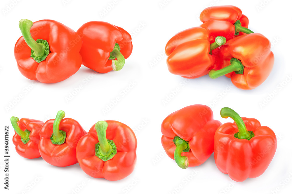 Collection of bulgarian peppers over a white background Collection of bulgarian peppers over a white background
