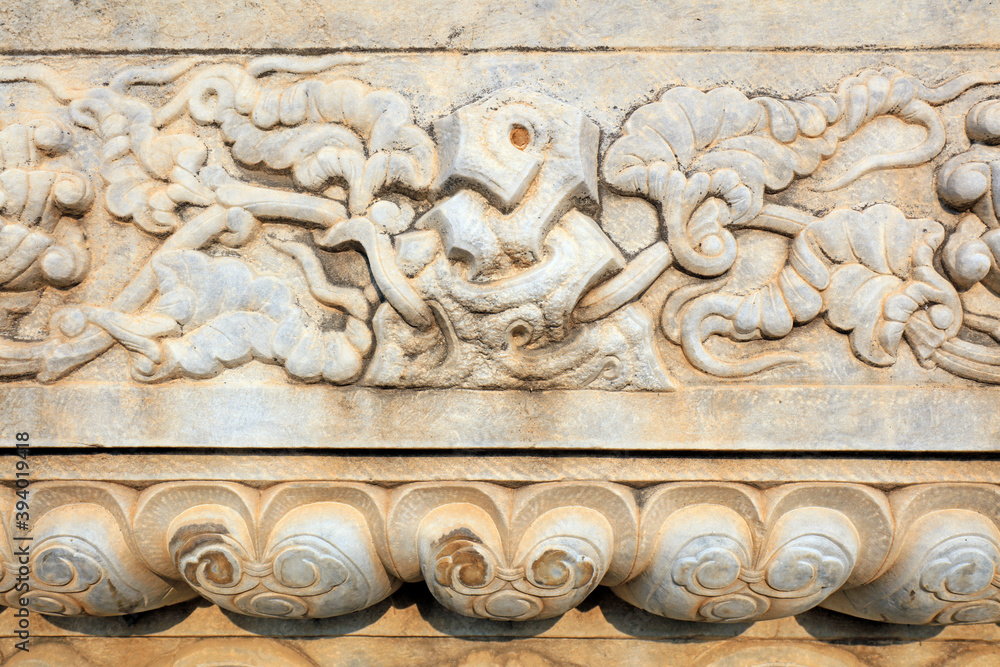 Qing Dynasty Royal Mausoleum stone carving texture, Yi County, Hebei Province, China Qing Dynasty Royal Mausoleum stone carving texture, Yi County, Hebei Province, China