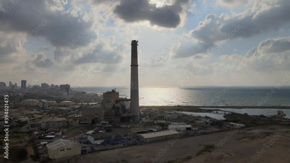 Riding coal electricity power station Tel-Aviv Israel. High quality 4k footage Riding coal electricity power station Tel-Aviv Israel. High quality 4k footage
