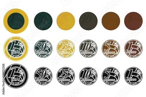 Brazilian Main Real cents colored.