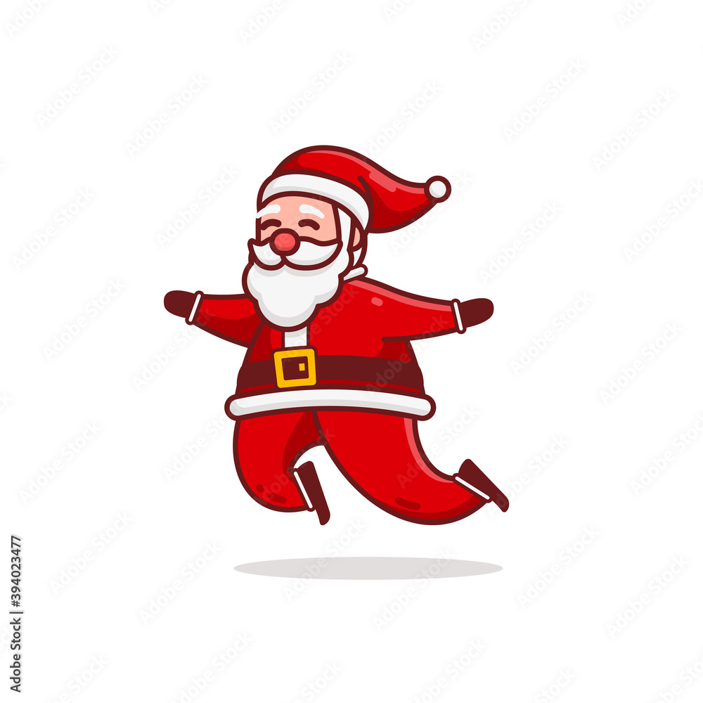 Christmas Santa Claus Cartoon Character Jump and Fly Flat Design