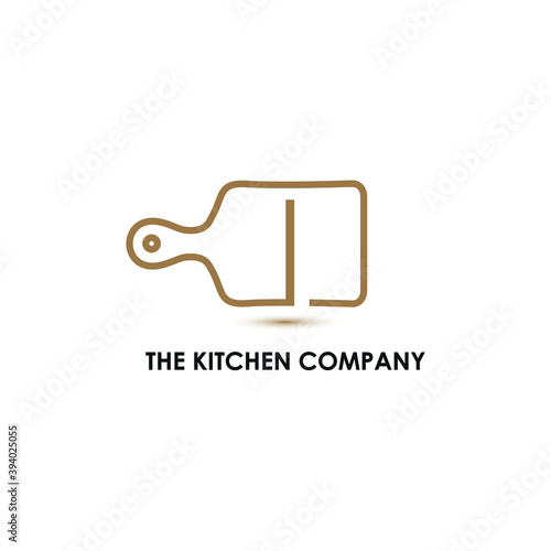 Kitchenware, Kitchen utensils business logo concept with cutting board and initial I letter template	