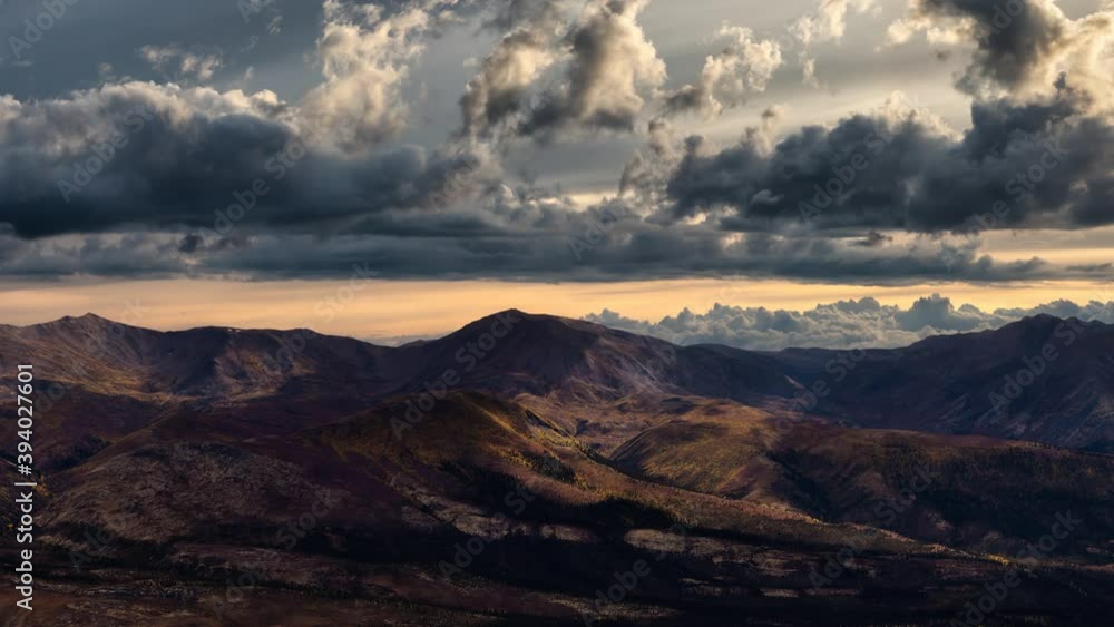 Cinemagraph Continuous Loop Animation. Aerial View of Scenic Landscape and Mountains in Canadian Nature. Colorful Twilight Sky Artistic Render. Taken in Tombstone Territorial Park, Yukon, Canada. Cinemagraph Continuous Loop Animation. Aerial View of Scenic Landscape and Mountains in Canadian Nature. Colorful Twilight Sky Artistic Render. Taken in Tombstone Territorial Park, Yukon, Canada.