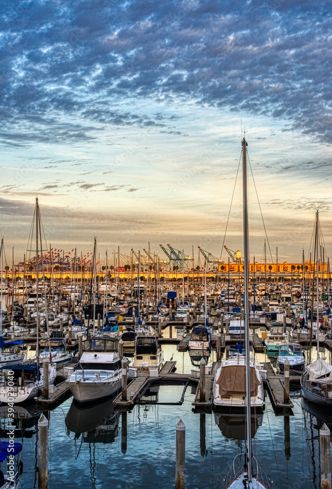 Long Beach, California. Marina at sunrise,