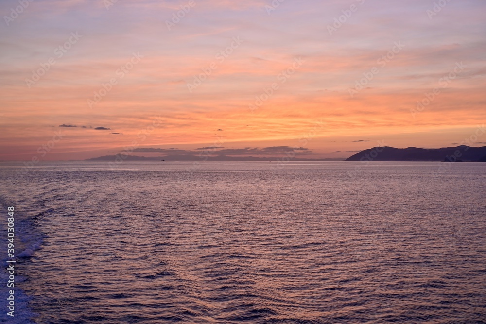 津軽海峡上で見た夕焼け情景@北海道 津軽海峡上で見た夕焼け情景@北海道