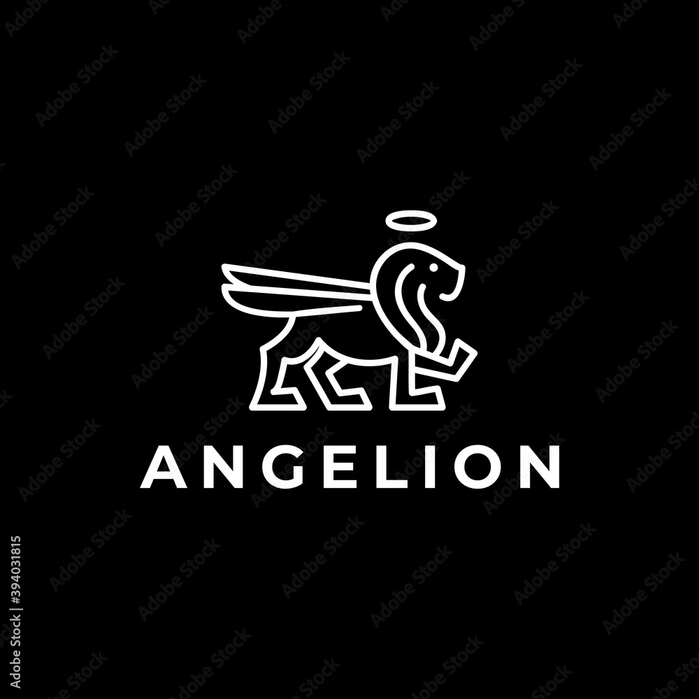 Angel Lion logo design with simple style Angel Lion logo design with simple style
