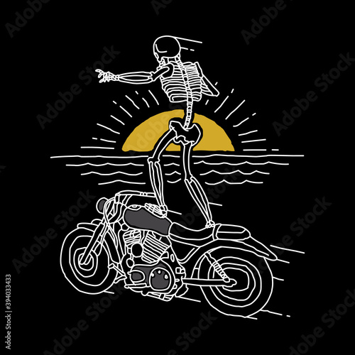 Skull Horror Funny Rider Graphic Illustration Vector Art T-shirt Design