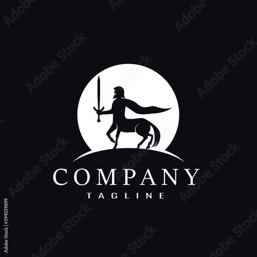 This is the design of The Centaur Moon Knight, the spartan centaur standing under the moonlight, as the symbol of legend. Great for any business. photo