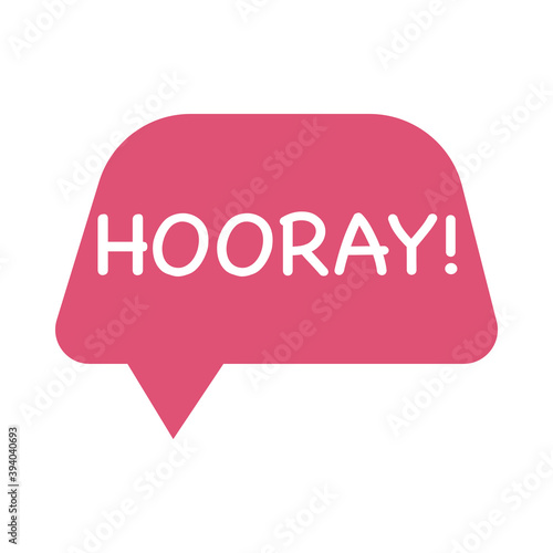 speech bubble with hooray word