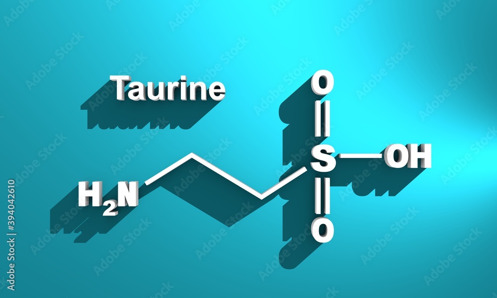 Skeletal formula of taurine. Amino acid molecule 3D rendering. Infographic illustration Skeletal formula of taurine. Amino acid molecule 3D rendering. Infographic illustration