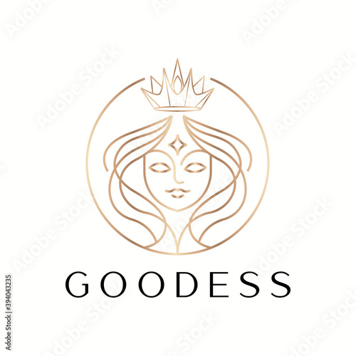 beautiful goddess outline vector logo design