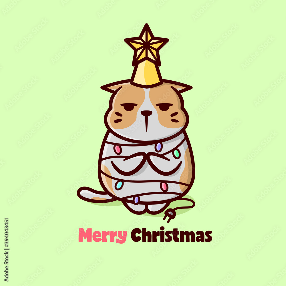 CUTE EXPRESSION ORANGE CAT IN CHRISTMAS DAY