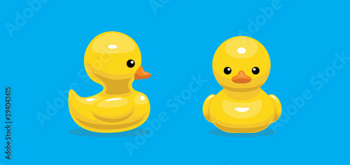 Rubber Duckling Vector Front Side Cartoon