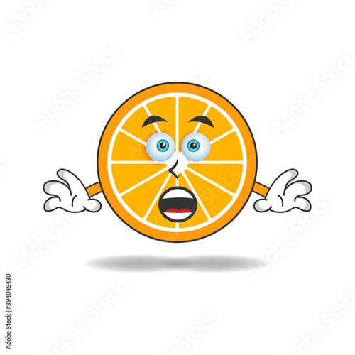 Orange mascot character with shocked expression. vector illustration