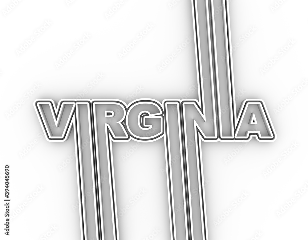 Image relative to USA travel. Virginia state name in geometry style design. Creative vintage typography poster concept. 3D rendering Image relative to USA travel. Virginia state name in geometry style design. Creative vintage typography poster concept. 3D rendering