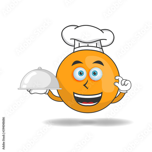 The Orange mascot character becomes a chef. vector illustration