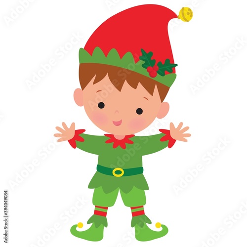 Cute Christmas elf vector cartoon illustration