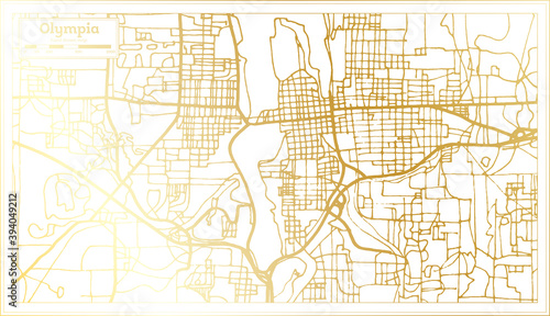 Olympia USA City Map in Retro Style in Golden Color. Outline Map.