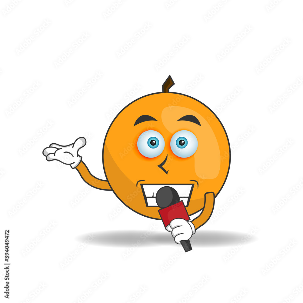 The Orange mascot character becomes a host. vector illustration The Orange mascot character becomes a host. vector illustration