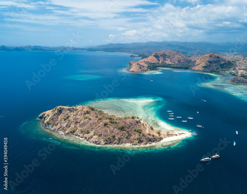 Kelor Island Drone view in Labuan Bajo, Komodo, East Nusa Tenggara, Indonesia photo