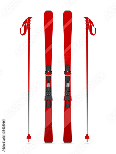 Mountain skis and poles