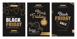 Black friday sale ads banner gold and black color background template. Use for cover, card, flyer, coupon, voucher, poster and all media.