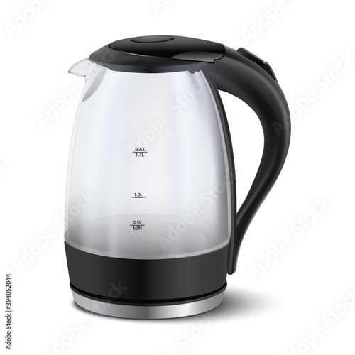 3d realistic vector electric teapot for coffee or morning tea beverage.