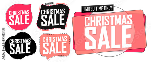 Set Christmas Sale banners design template, Xmas discount tags, offer badge new collection, vector illustration