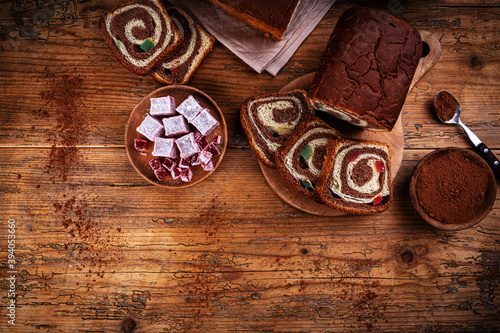 Handmade swirl chocolate sweet bread photo