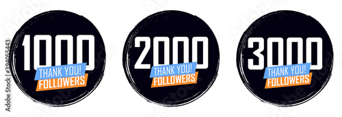 Set of Followers thank you banners design template, graphic icons for social media, vector illustration.