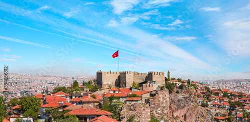 Leinwand Poster Ankara Castle with bright blue sky - Ankara, Turkey