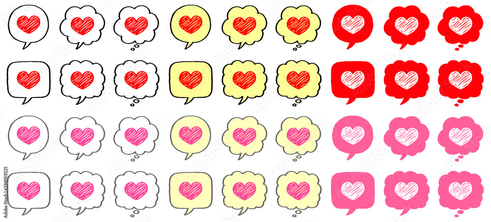 かわいい 手描き風 ハート 吹き出し セット かわいい 手描き風 ハート 吹き出し セット