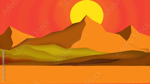 illustration of natural landscape of desert mountains  which are arid