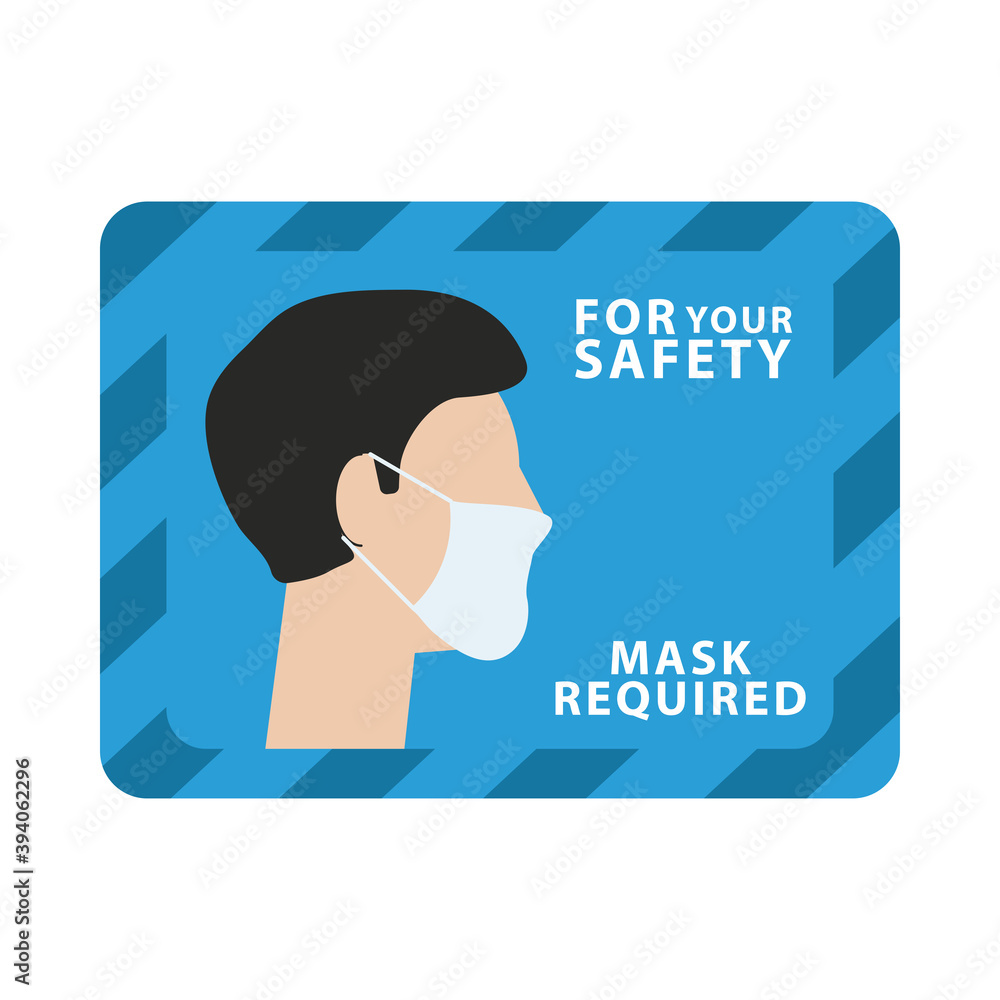 mask required advertise label with profile man wearing mask mask required advertise label with profile man wearing mask
