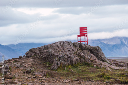 Sculpture of a red chair