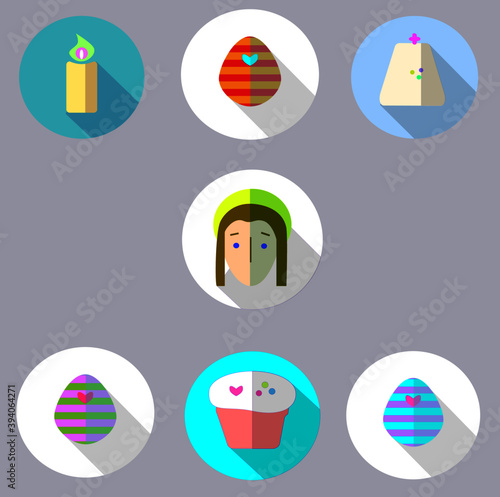 Vector icons dedicated to Orthodox Easter.