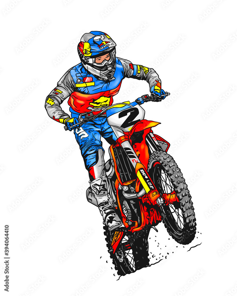 Vetores de Motocross Rider Em Uma Moto e mais imagens de Adulto