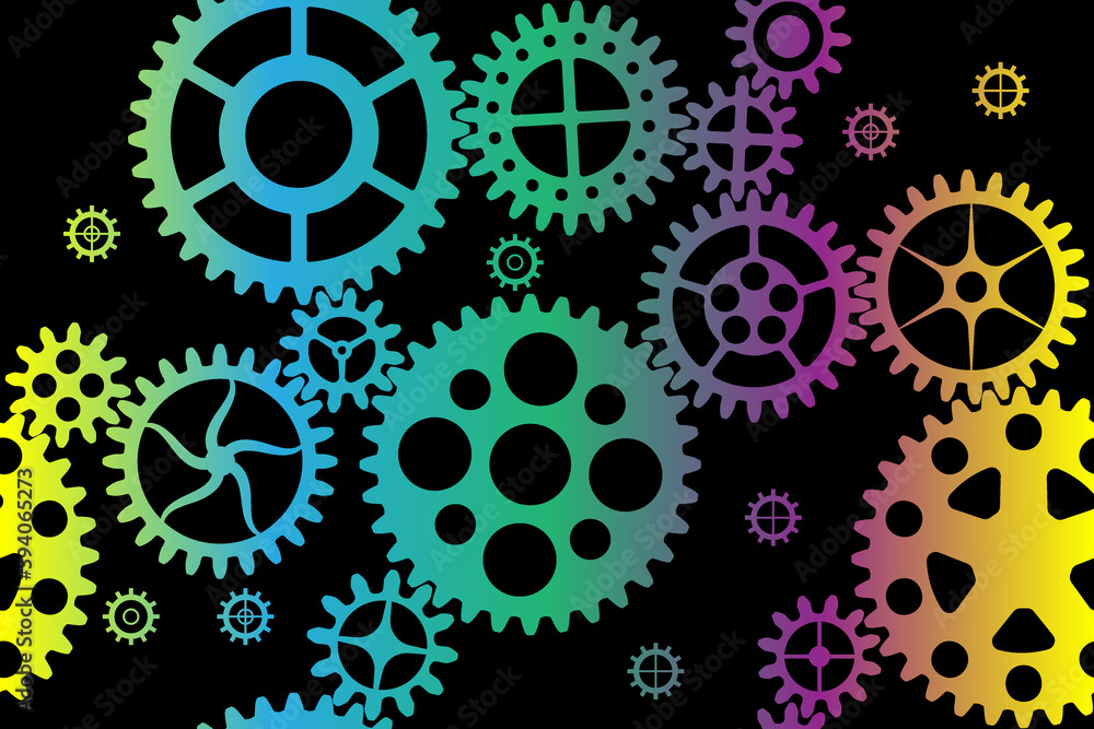 rainbow gears on black seamless pattern rainbow gears on black seamless pattern