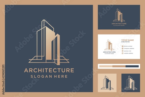 elegant architecture / building logo design with business card template.
