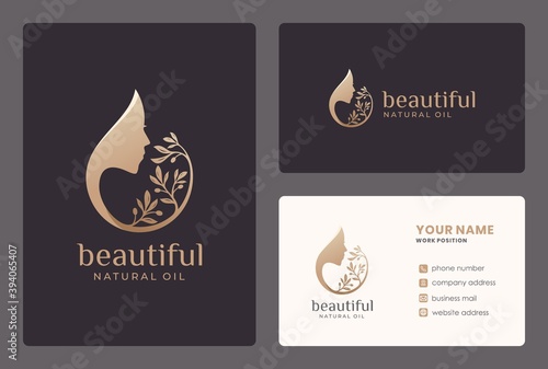 beauty woman / olive oil logo design with business card template.