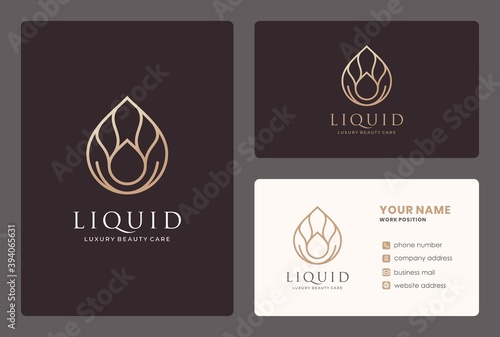 water drop / natural oil logo design with business card template.