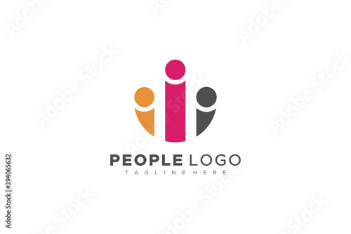 Abstract People Logo. Colorful Human Icon Family Symbol isolated on White Background. Flat Vector Logo Design Template Element