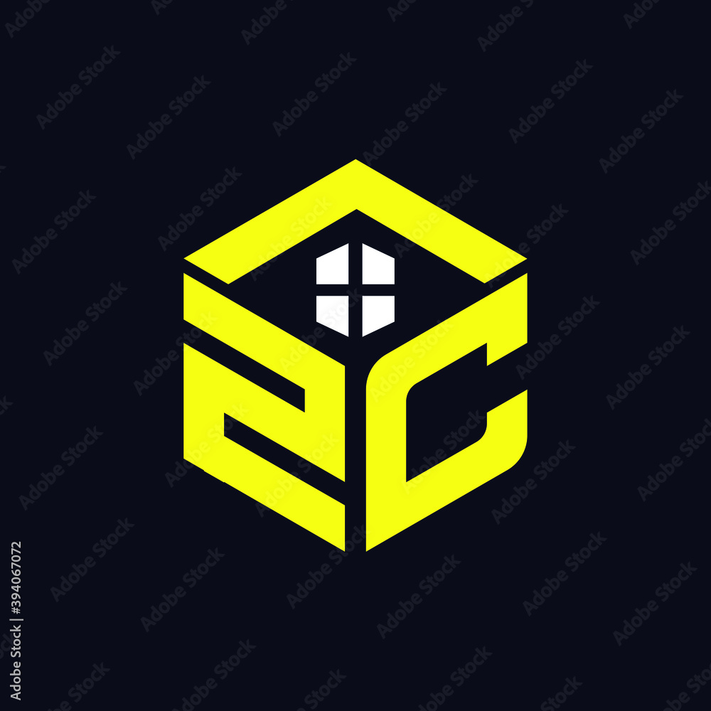 ZC Letter Modern and Geometric Real Estate and Property Logo and Icon