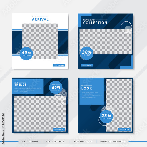 Set modern square editable banner template. Minimalist design. Suitable for social media post and web. Vector illustration with photo college.