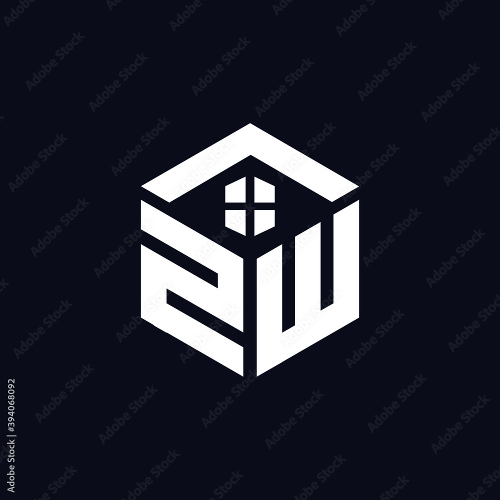 ZW Letter Modern and Geometric Real Estate and Property Logo and Icon